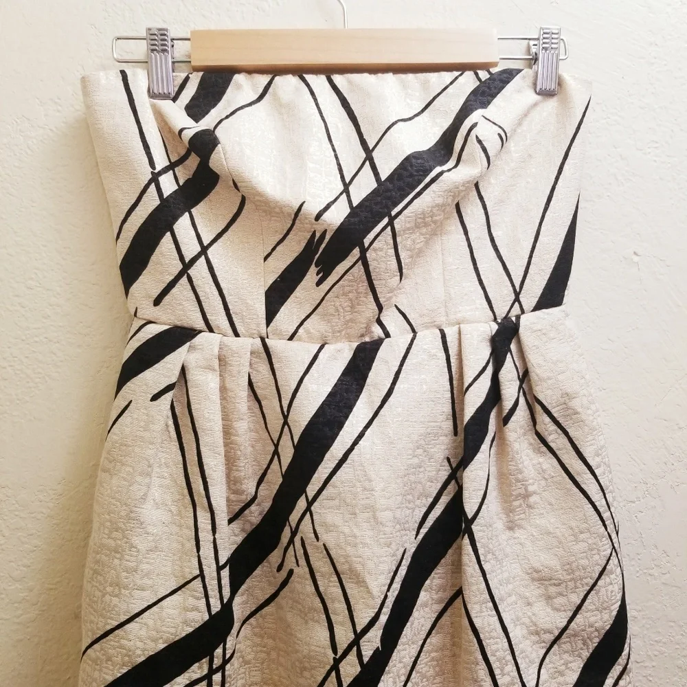 Anthro Champagne Gold Dress Black Cocktail Dress 8 - Picture 3 of 7